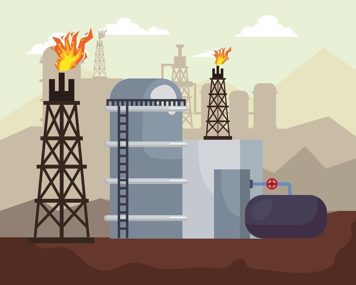 fracking factory scene vector
