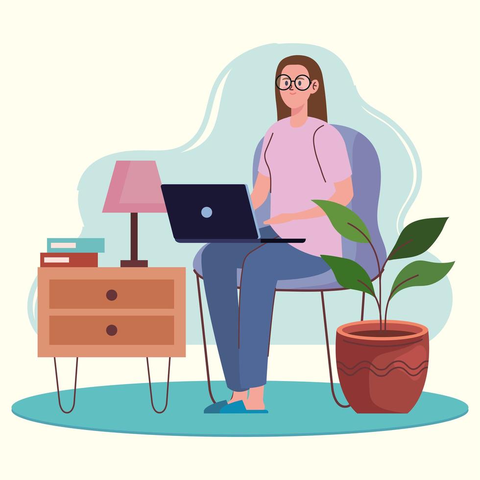 woman using laptop vector