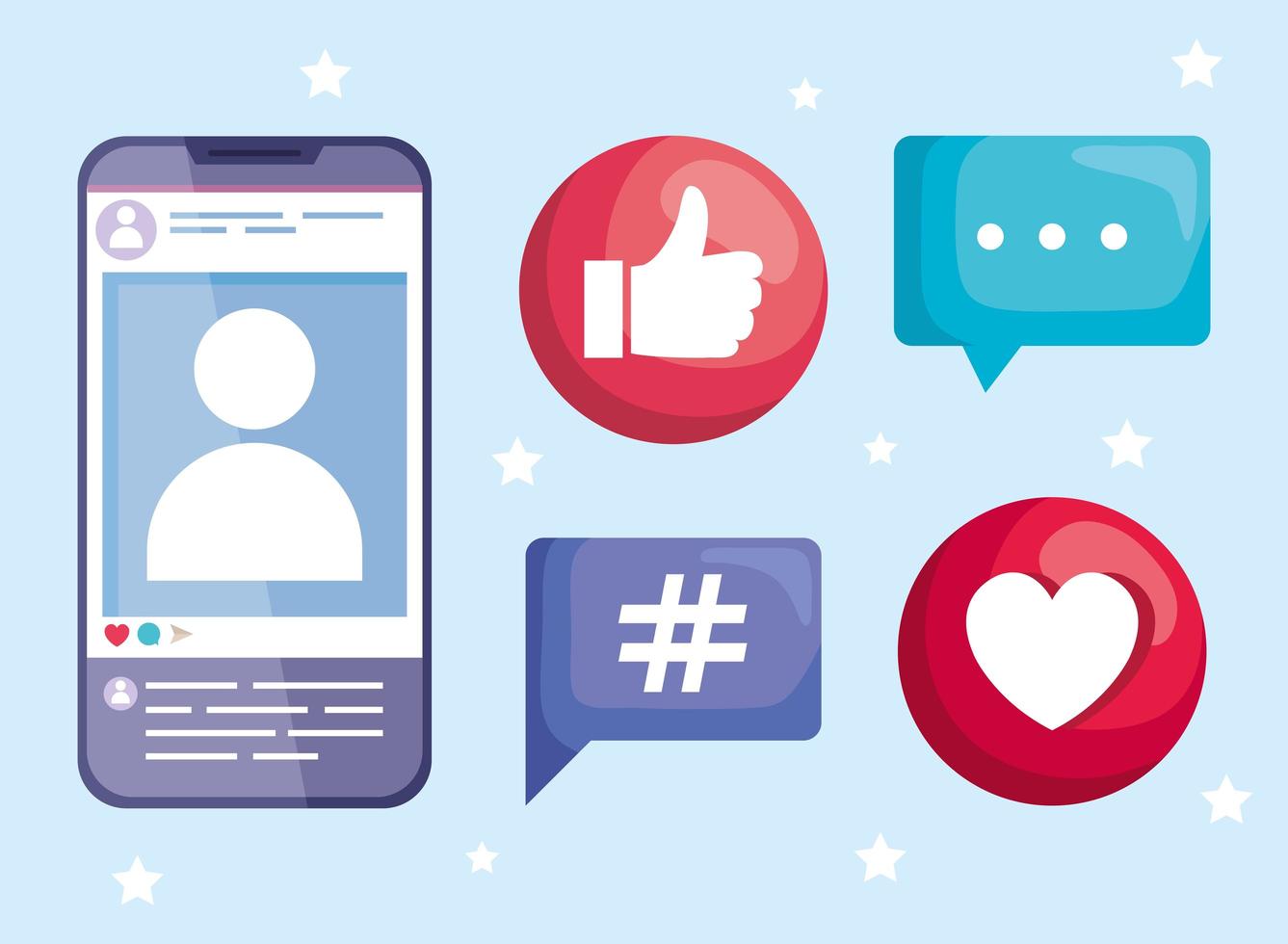 five social media icons vector