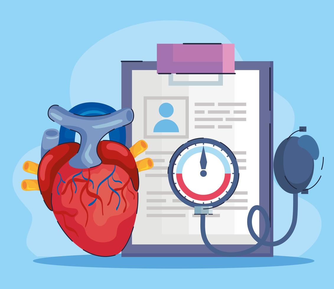 three hypertension disease icons vector