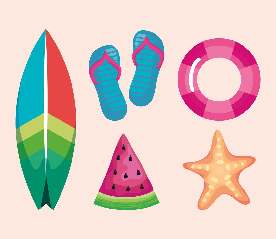 five summer icons vector