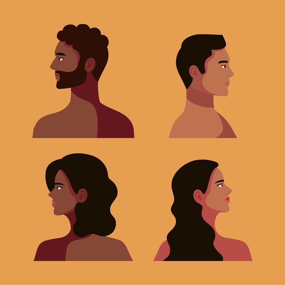 afro four persons vector