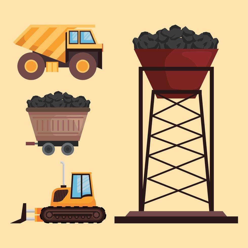 mine industry four icons vector