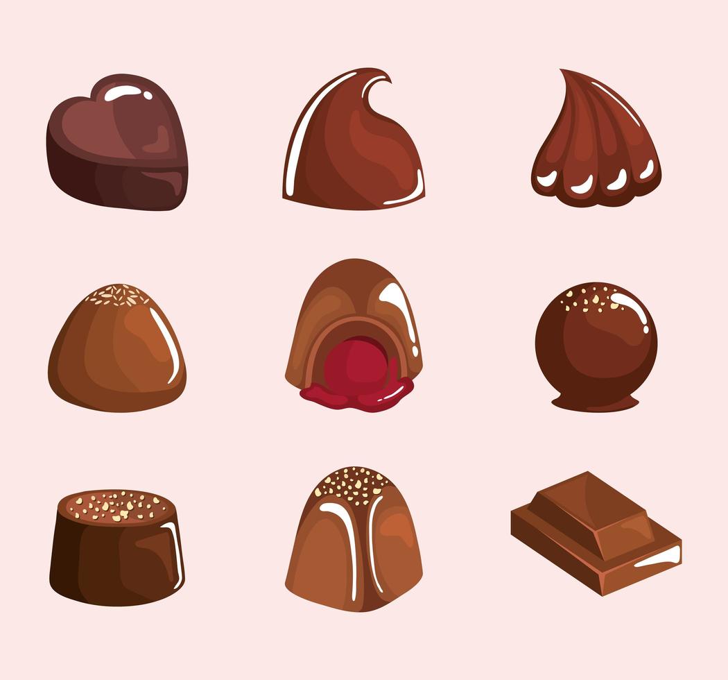nine chocolate products vector