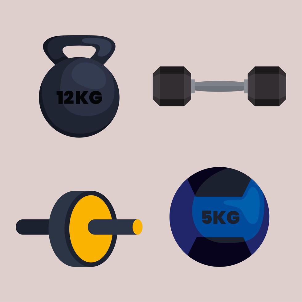 four crossfit icons vector