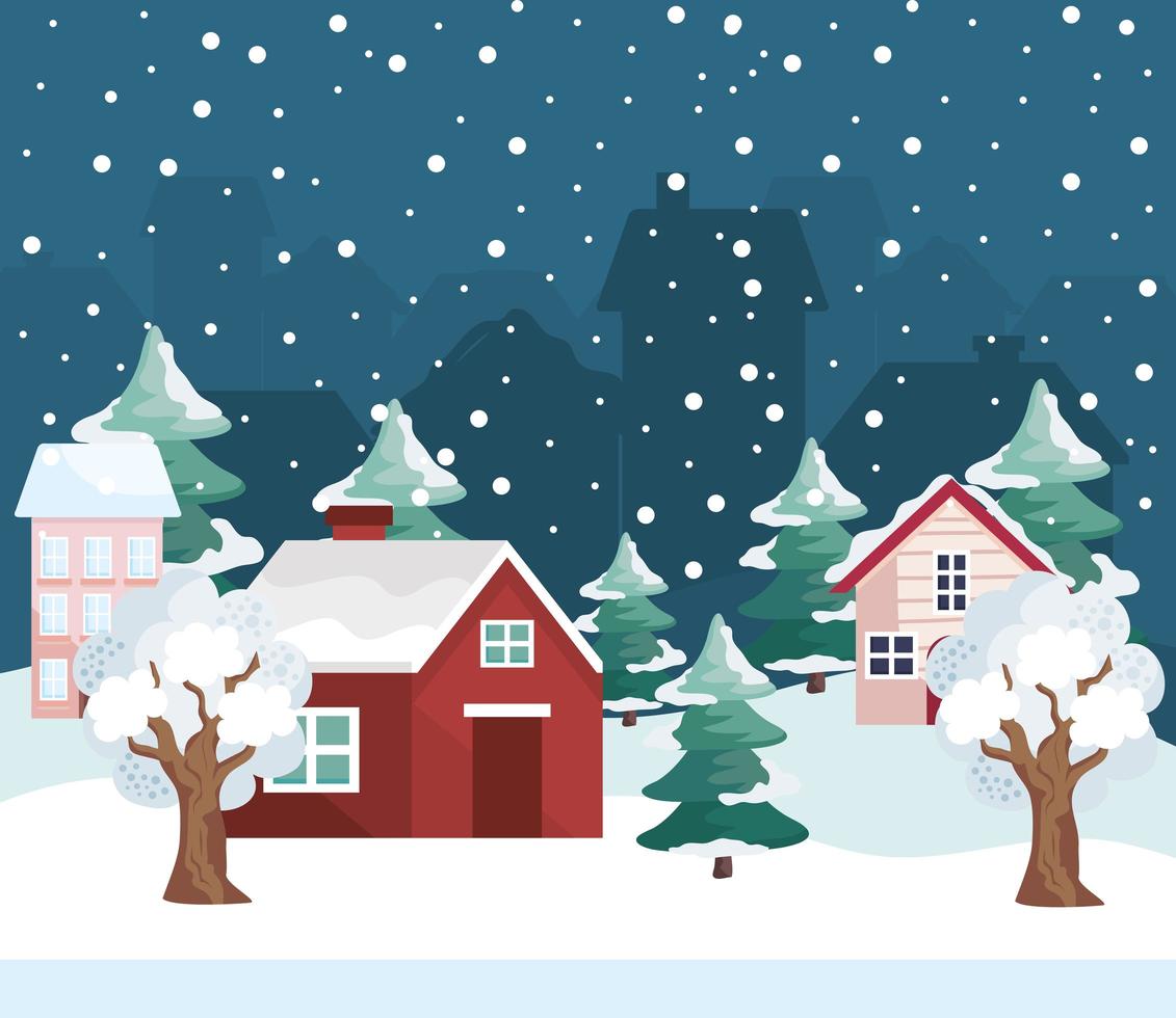 winter night scene vector