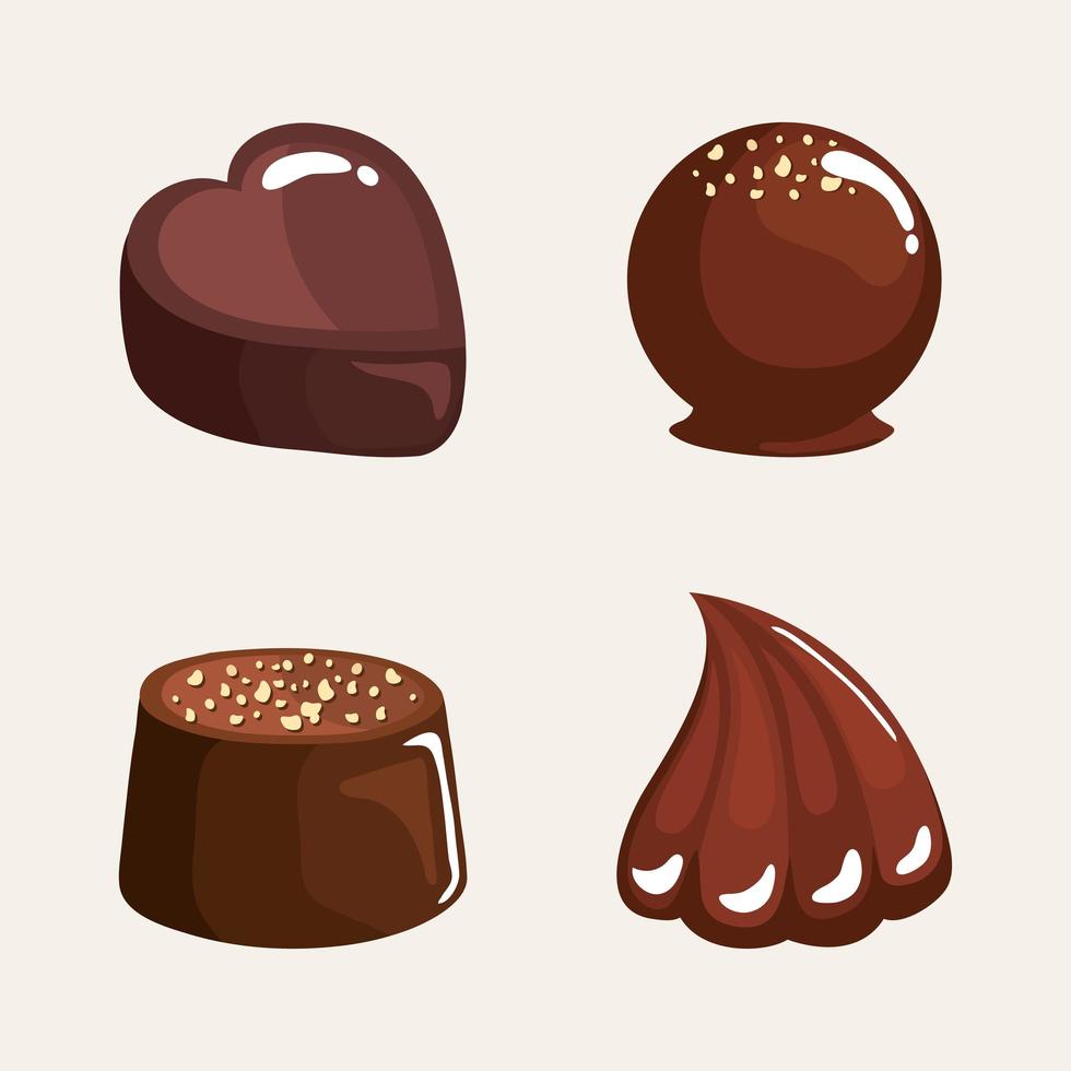 four chocolate products vector