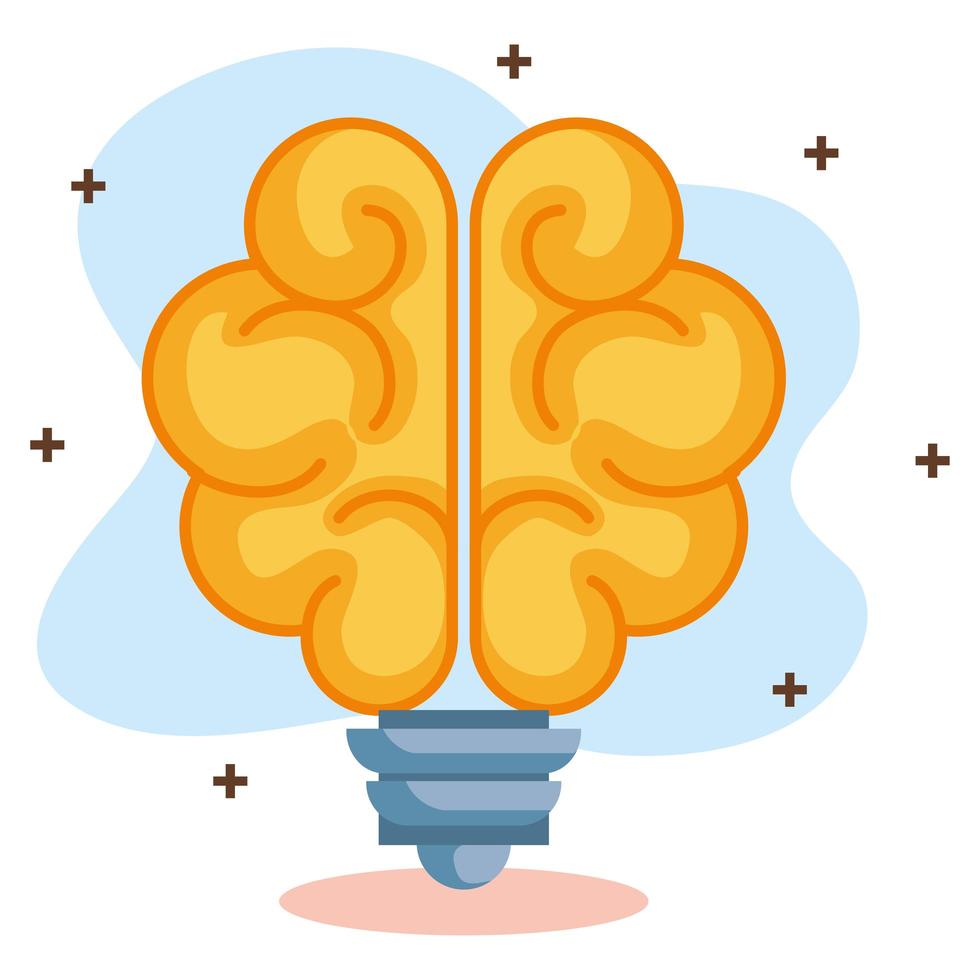 brain in bulb vector
