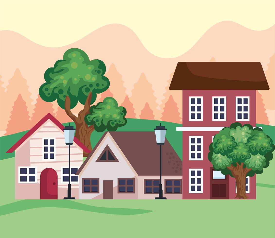 houses in field vector