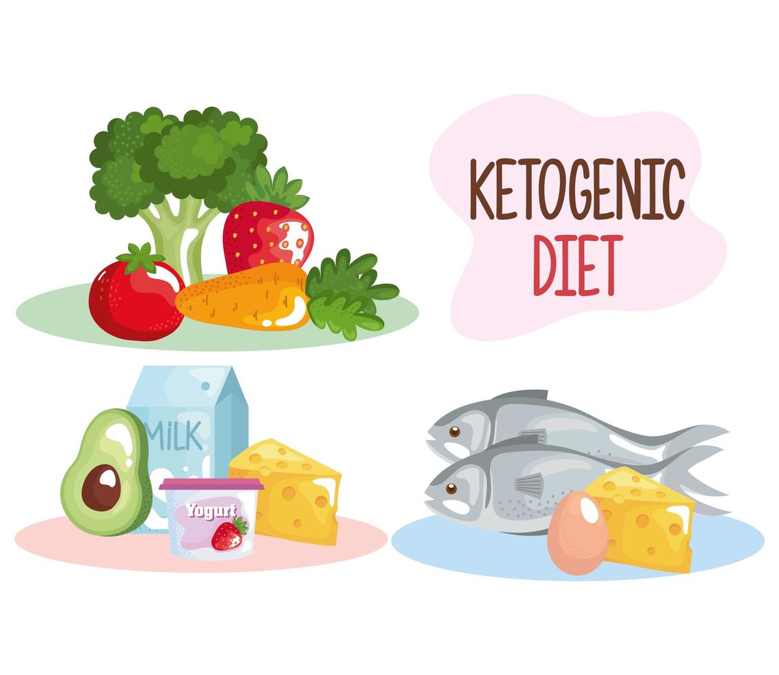 keto dieting icons vector
