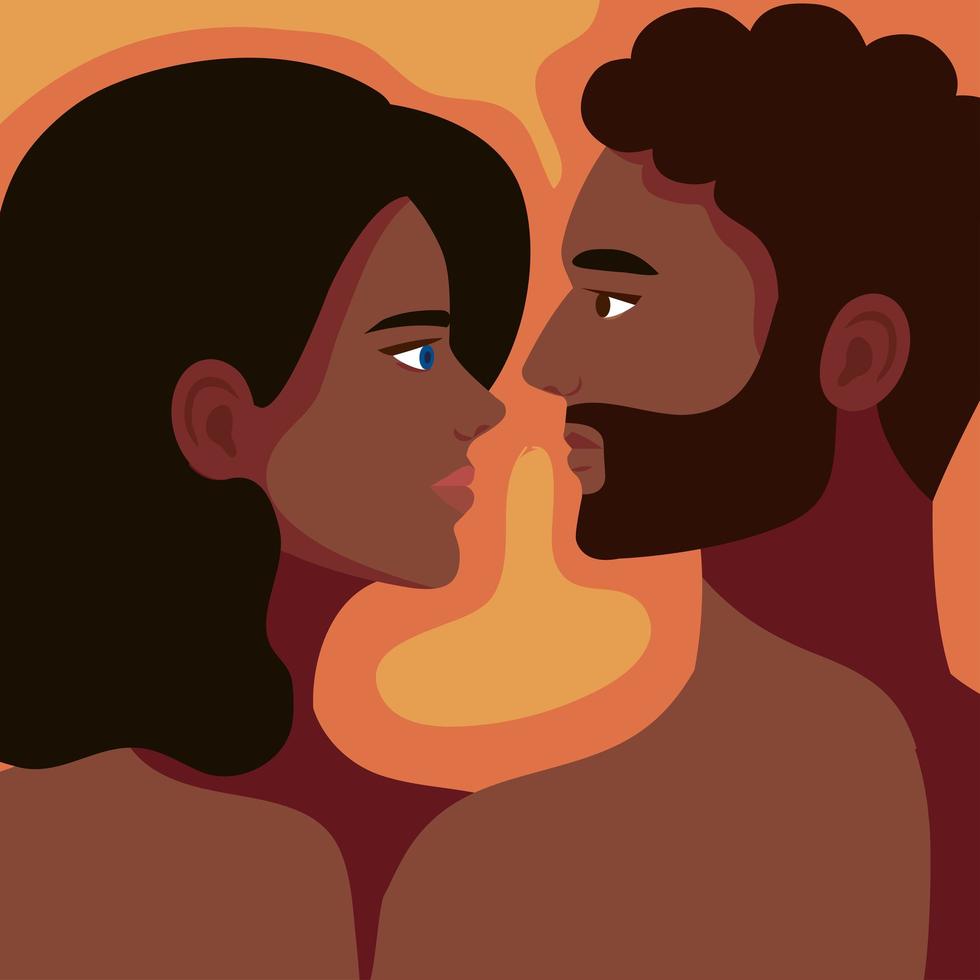 afro couple shirtless vector