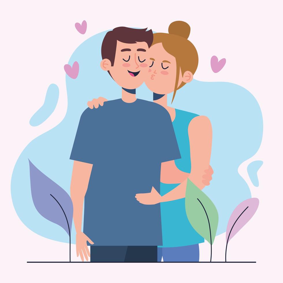 lovers with hearts vector