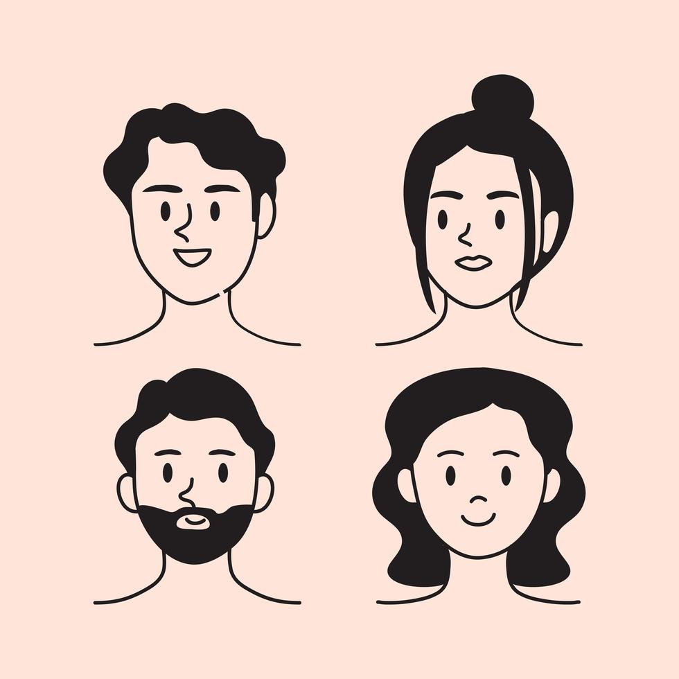 four people doddle vector