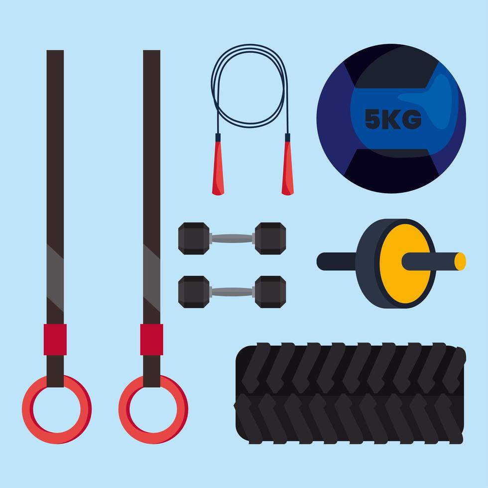 crossfit seis iconos vector