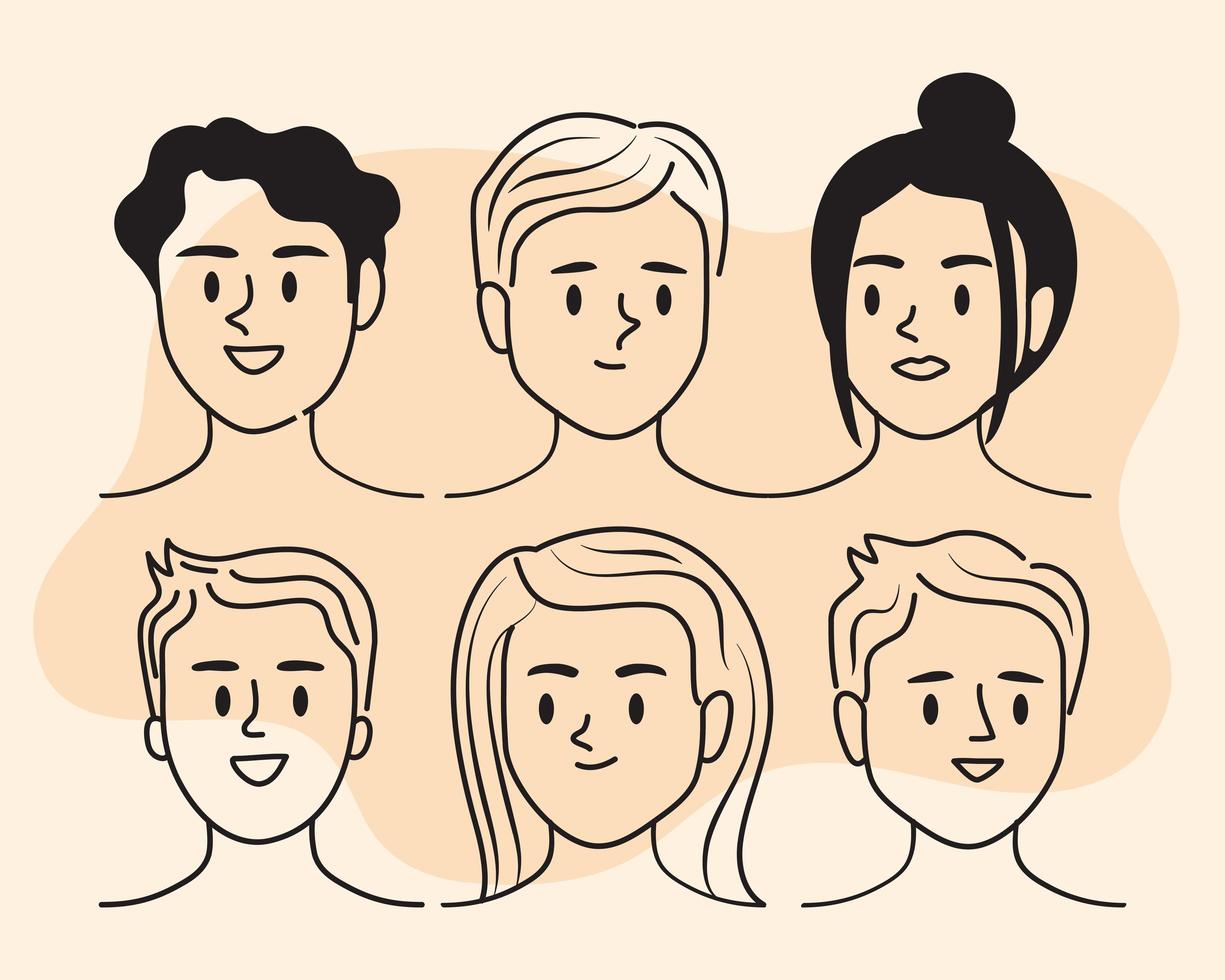 six persons doddle vector