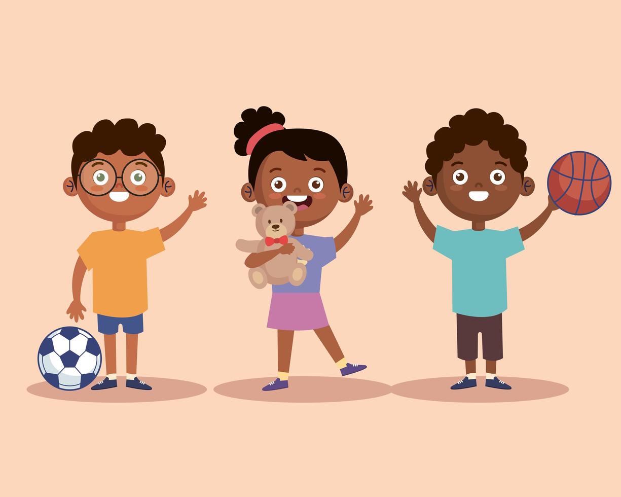 personajes de niños afro vector