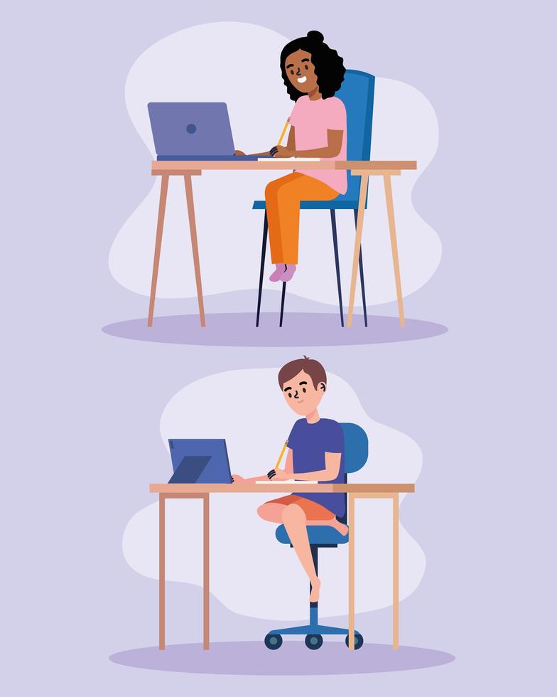 couple students online vector