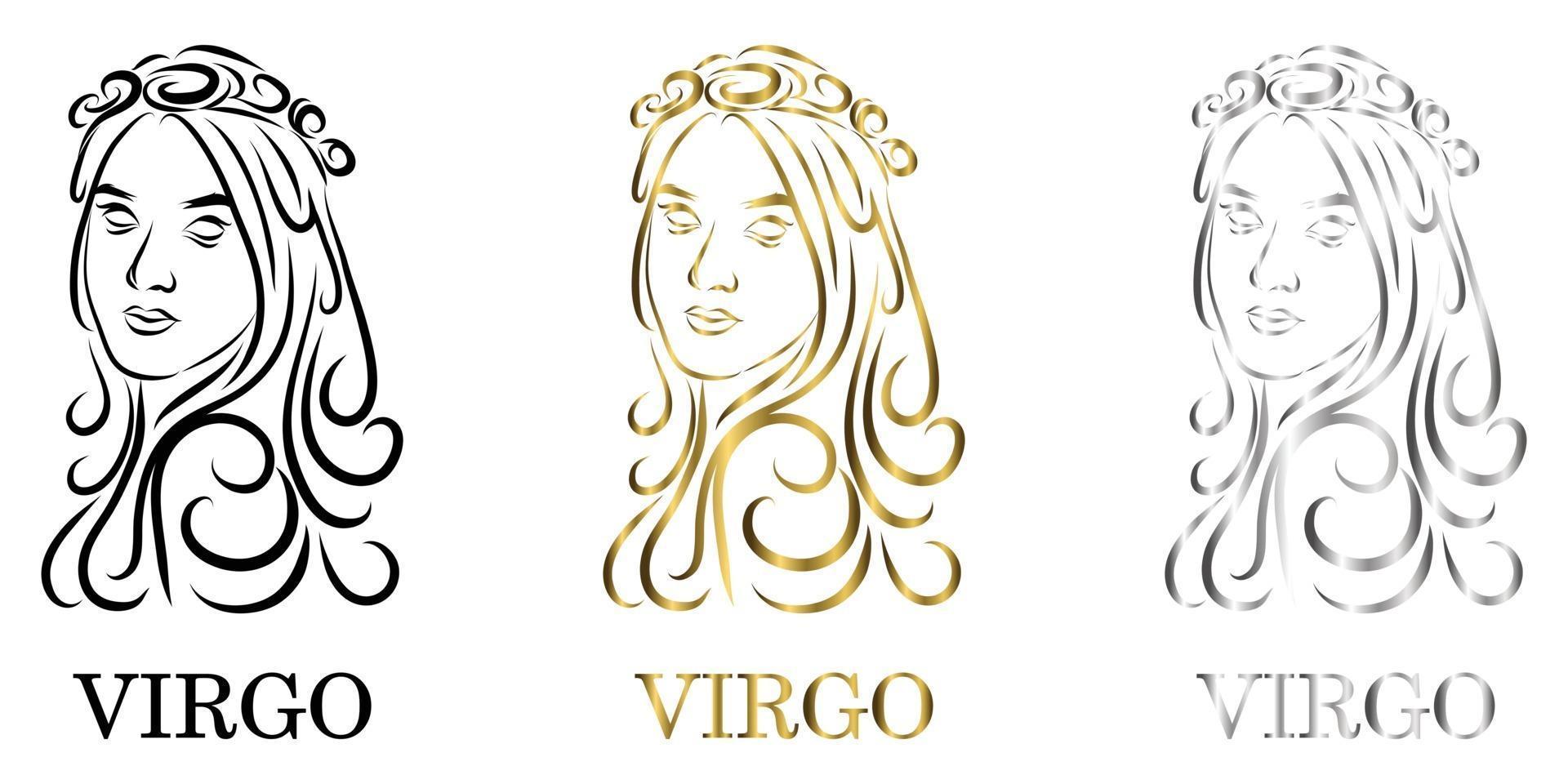 virgo zodiaco negro oro plata vector