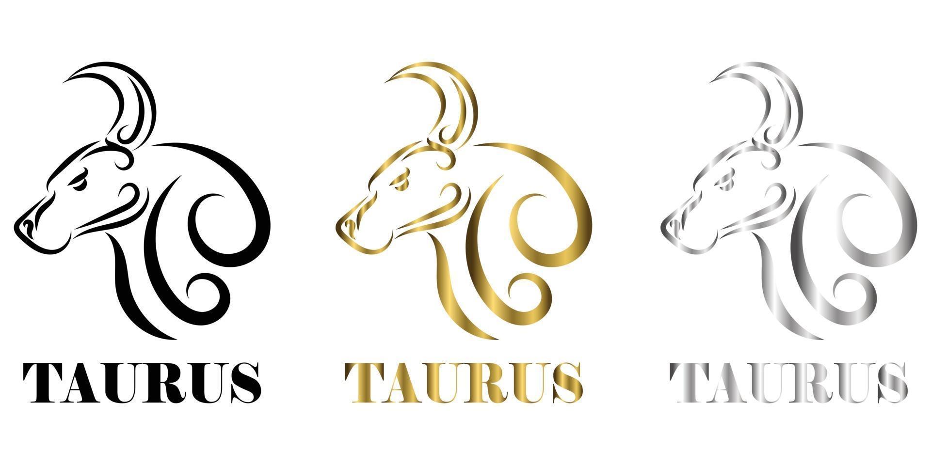 Line Vector Illustration of Bull sign of the taurus zodiac