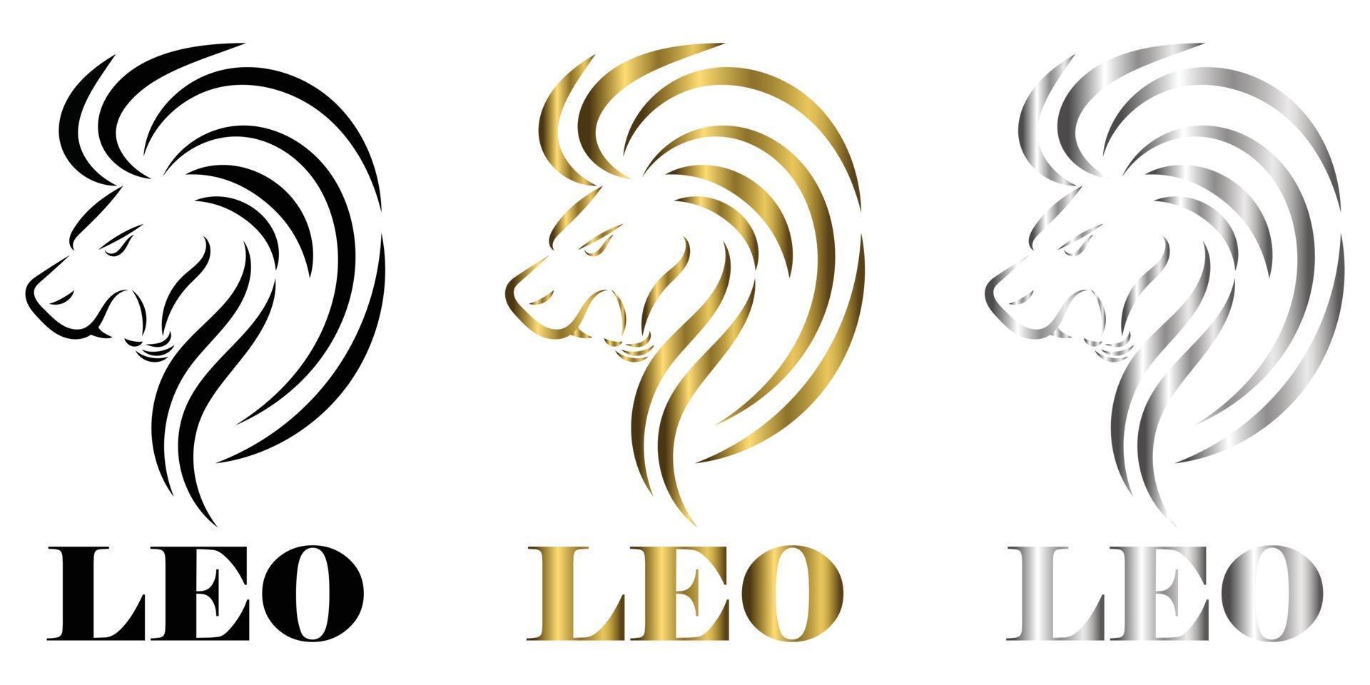 line logo of lion head sign of leo zodiac vector