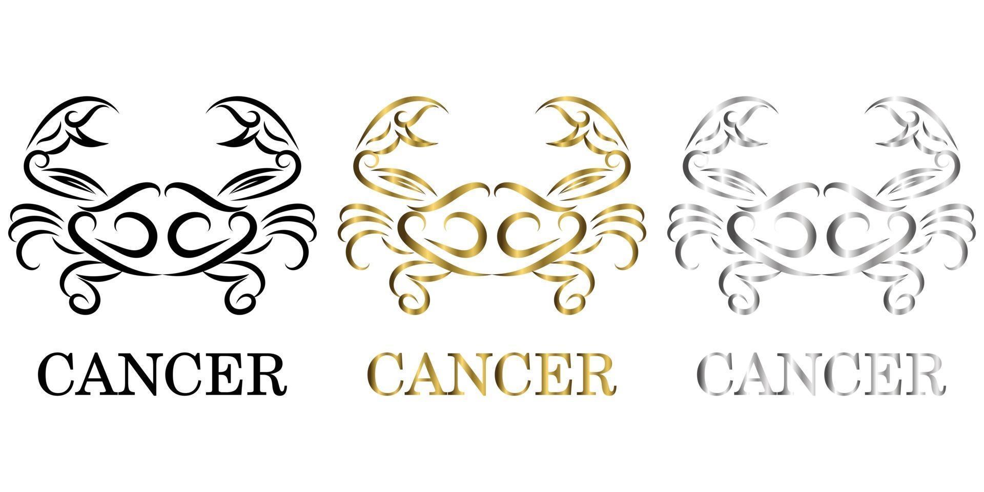 línea vector logo de un cangrejo signo del zodíaco cáncer