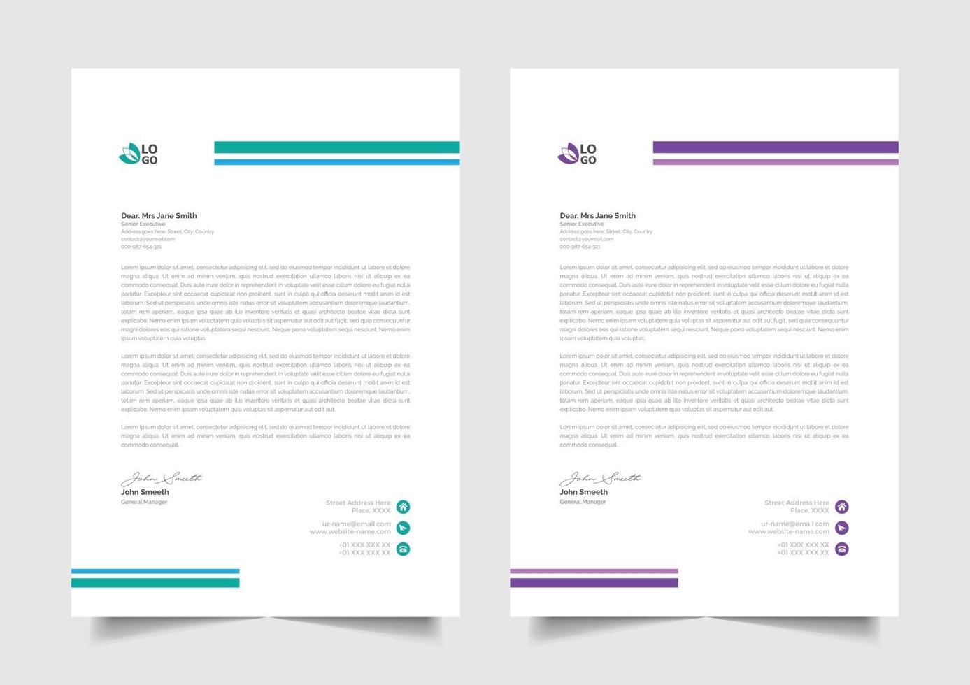 simple letterhead design set vector