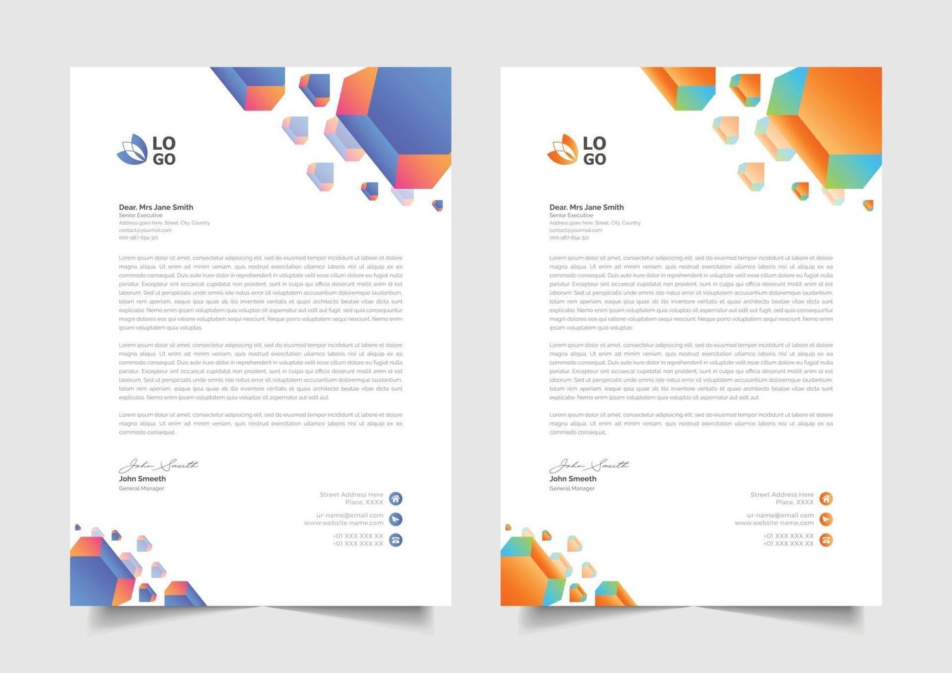 business letterhead design template vector