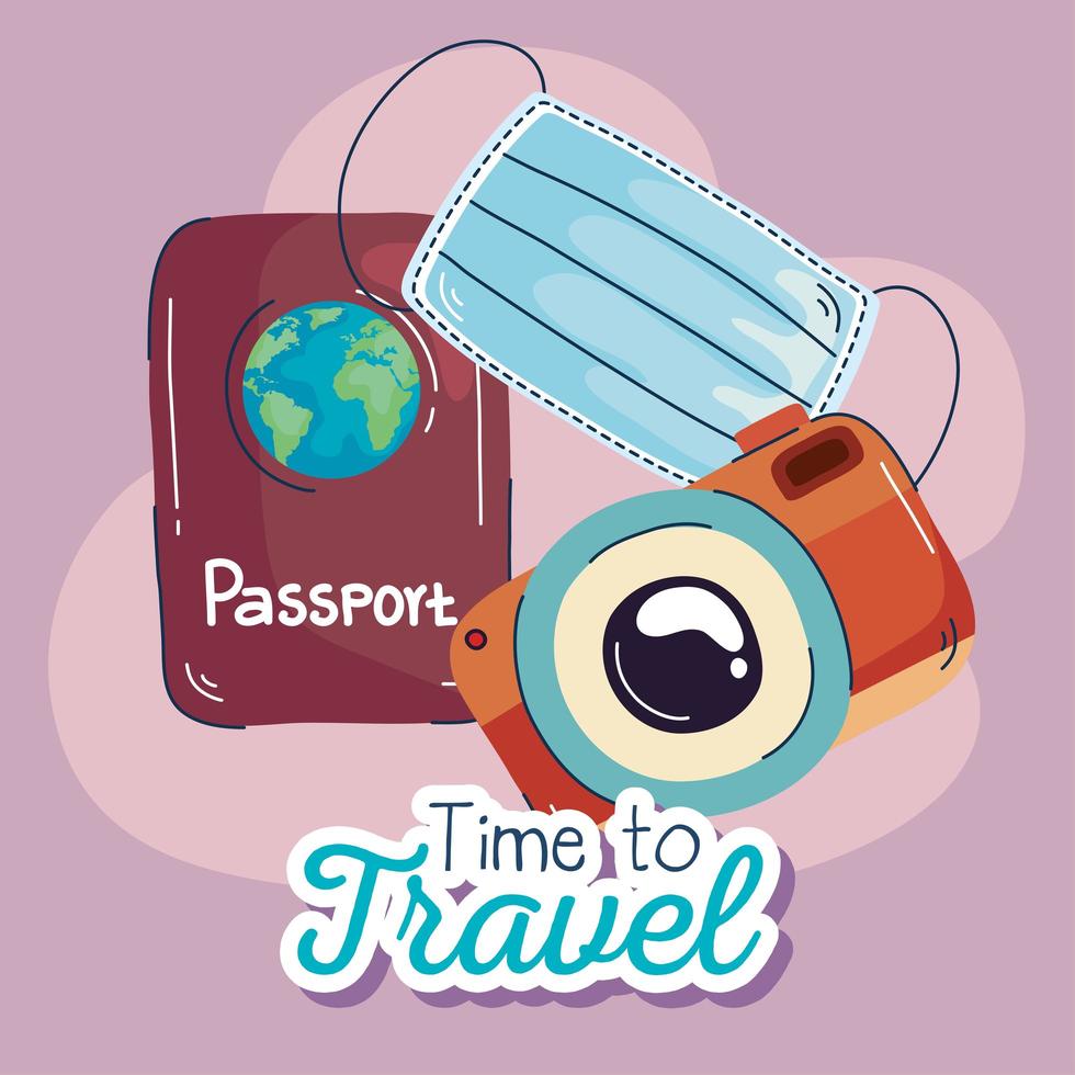 travel set icons vector