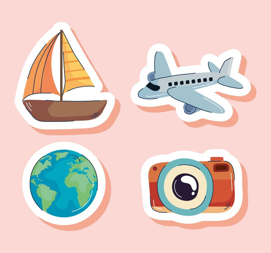 four travel icons vector