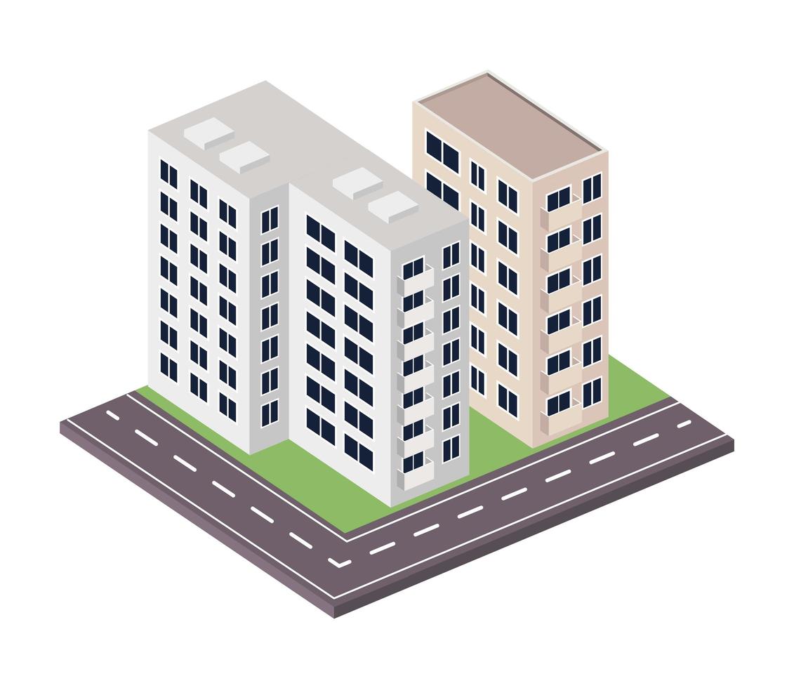 two buildings scene vector