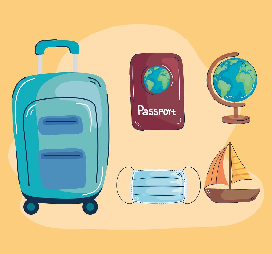 five travel icons vector