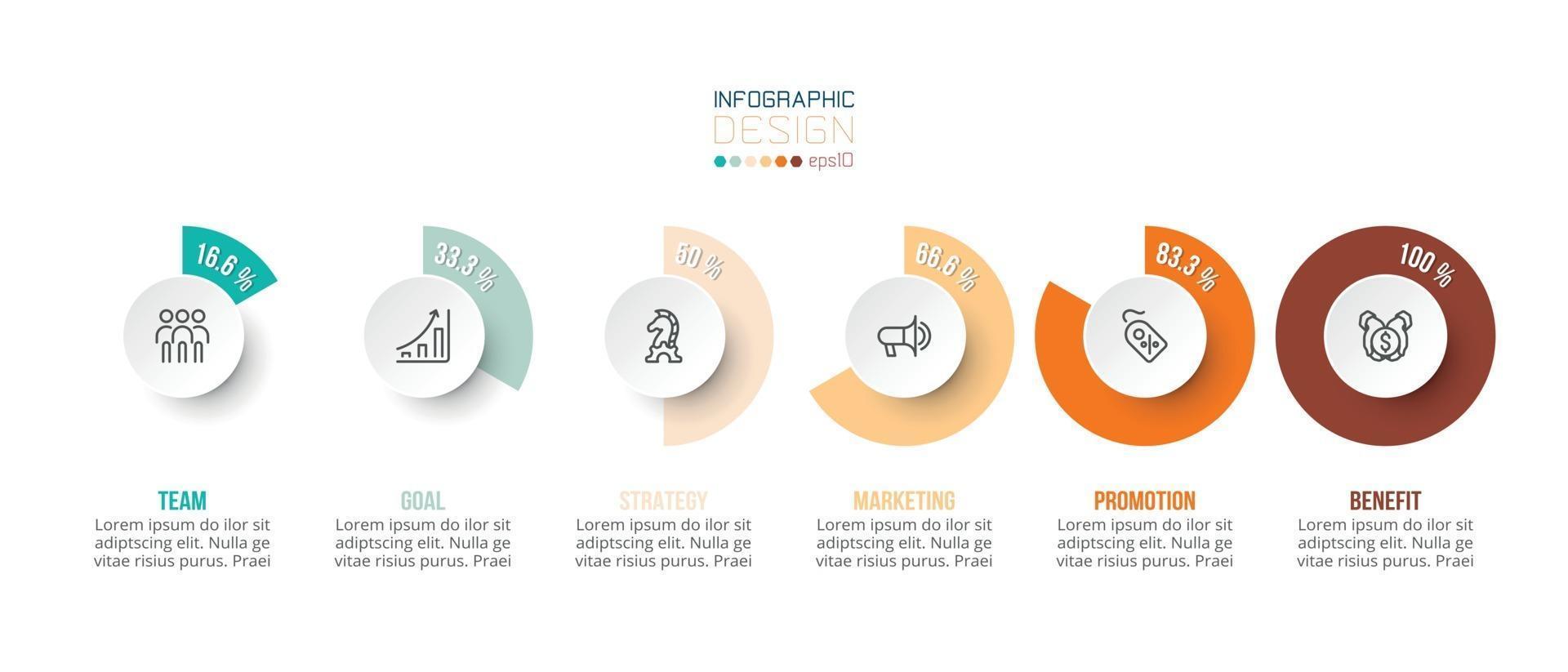 Business concept infographic template with percentage option vector