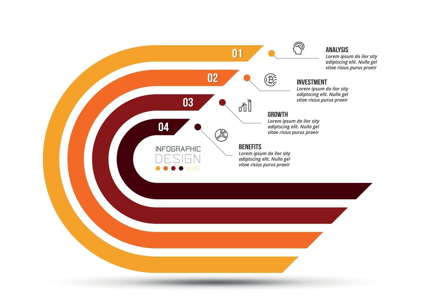 4 step process work flow infographic template vector