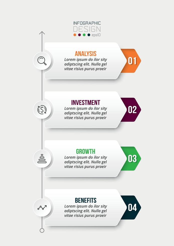 4 step process work flow infographic template vector