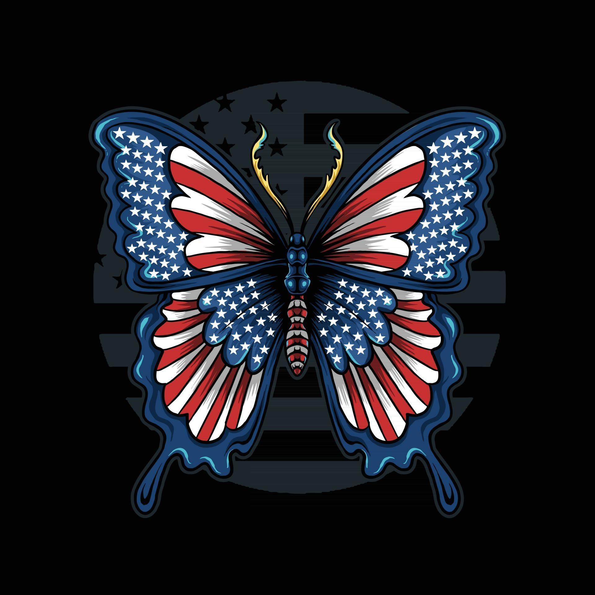 Butterfly in the colors of the flag of the United States 2450514 Vector