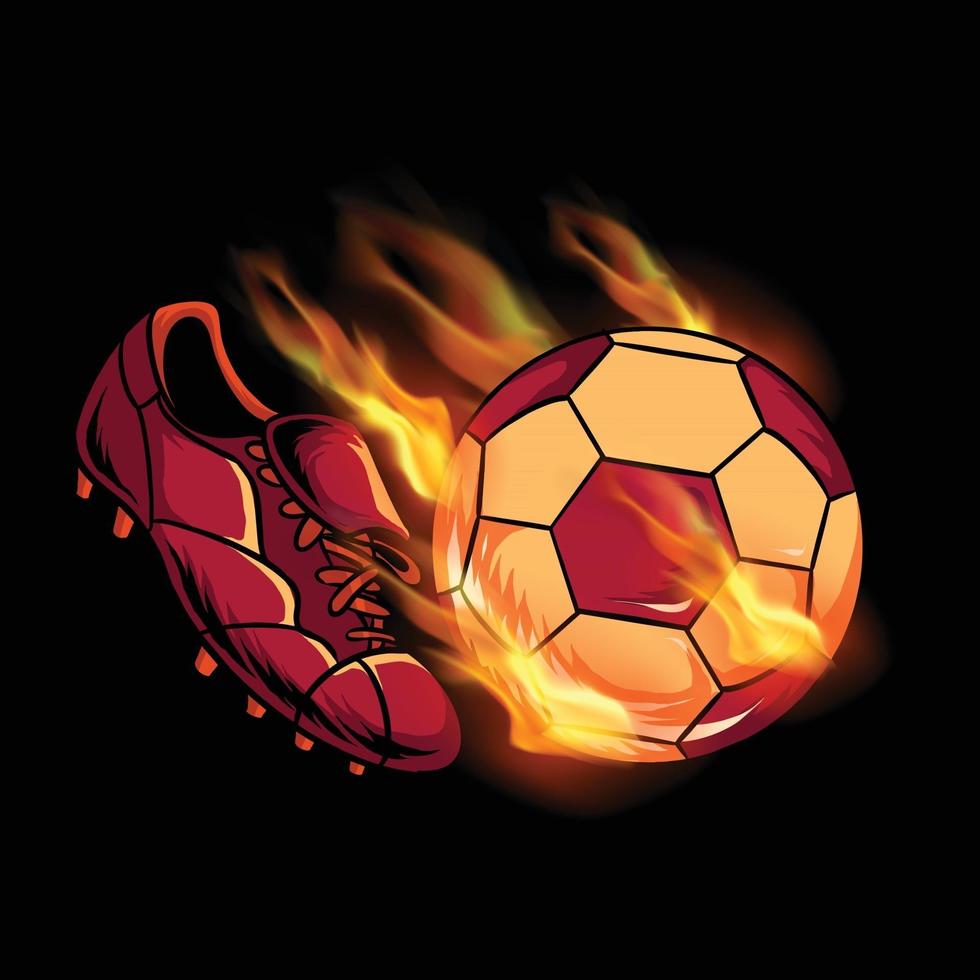 fútbol, zapatos deportivos, gol, pelota de fuego, patadas vector