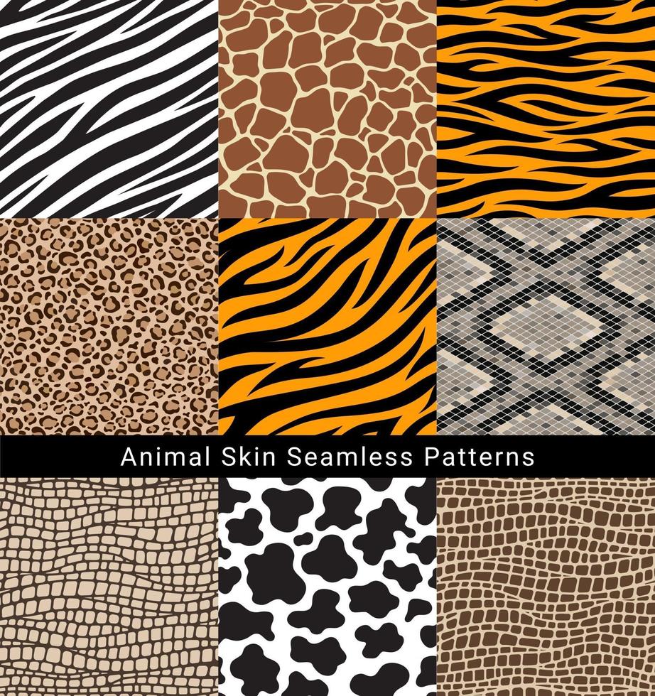 Animal skin seamless patterns vector