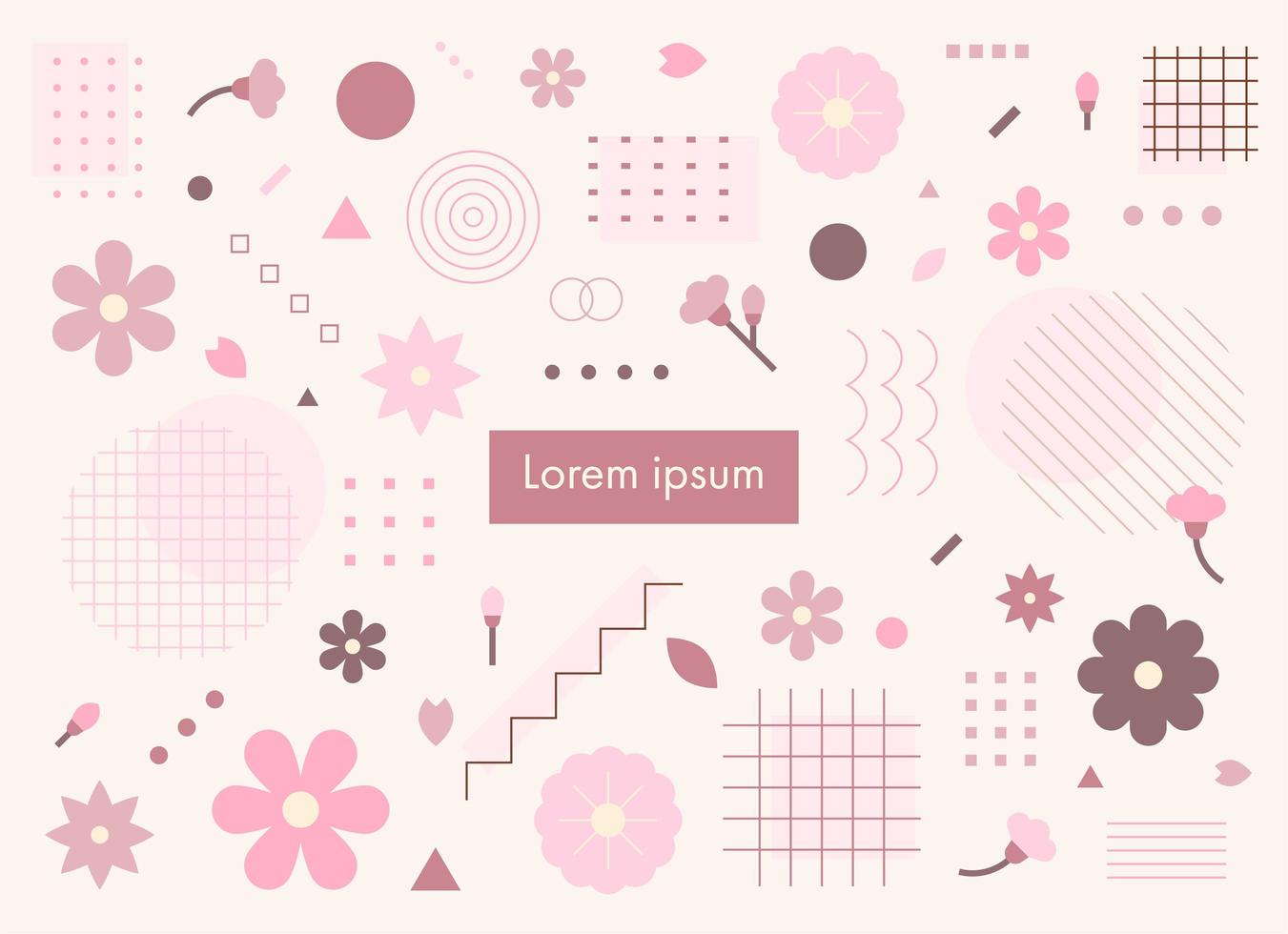 This page consists of cute flower icons and various patterns. Simple pattern design template. vector