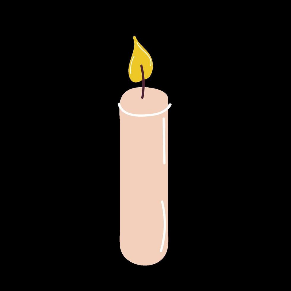 una vela encendida de cera. vector ilustración plana