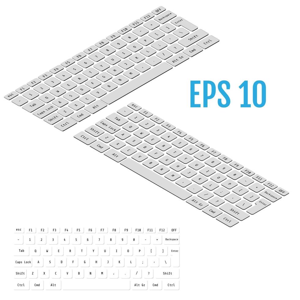 Realistic isometry of modern keyboard Vector illustration