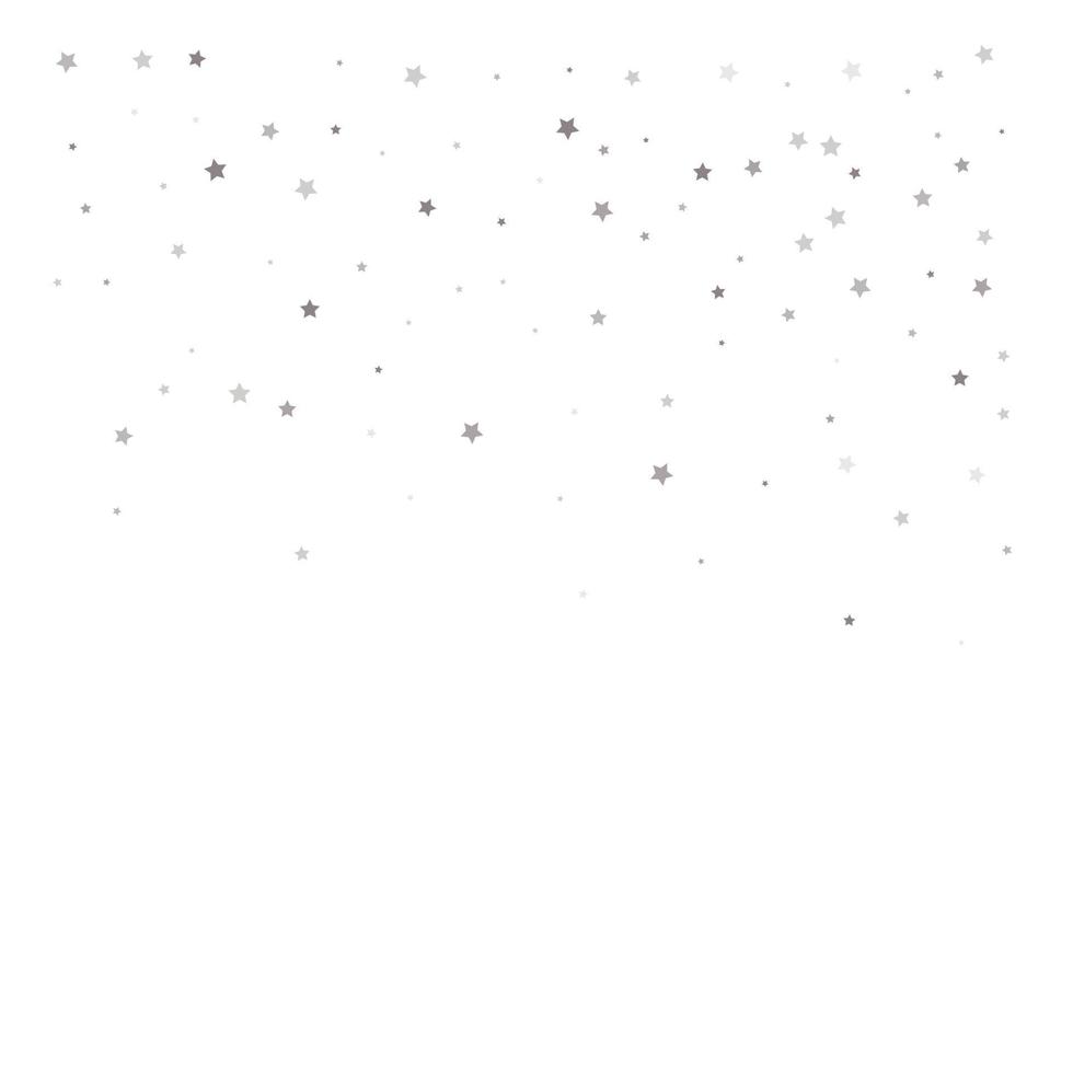 Falling silver stars on white background vector