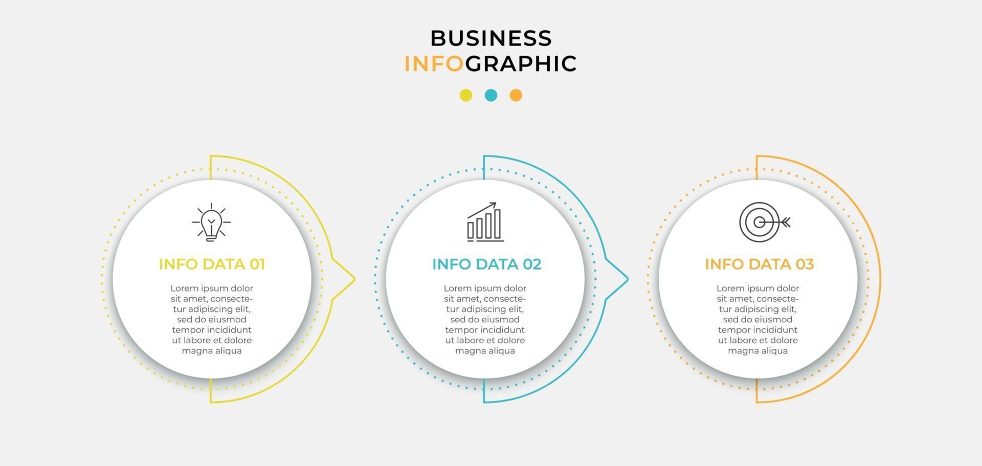 Vector Infographic design business template with icons and 3 options or steps Can be used for process diagram presentations workflow layout banner