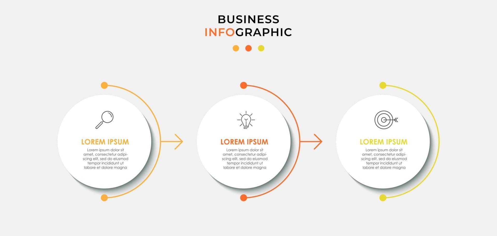 Vector Infographic design business template with icons and 3 options or steps Can be used for process diagram presentations workflow layout banner
