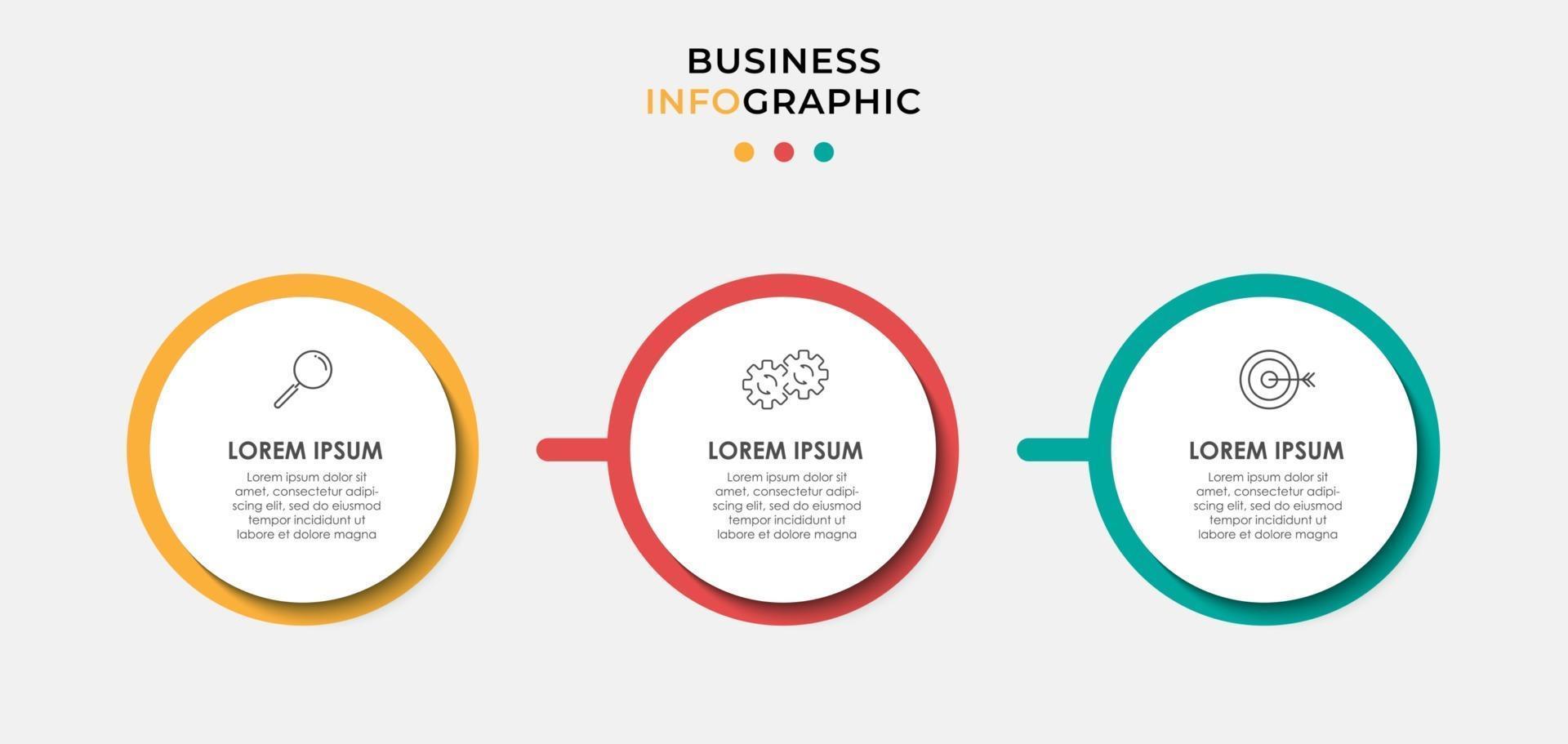 Vector Infographic design business template with icons and 3 options or steps Can be used for process diagram presentations workflow layout banner