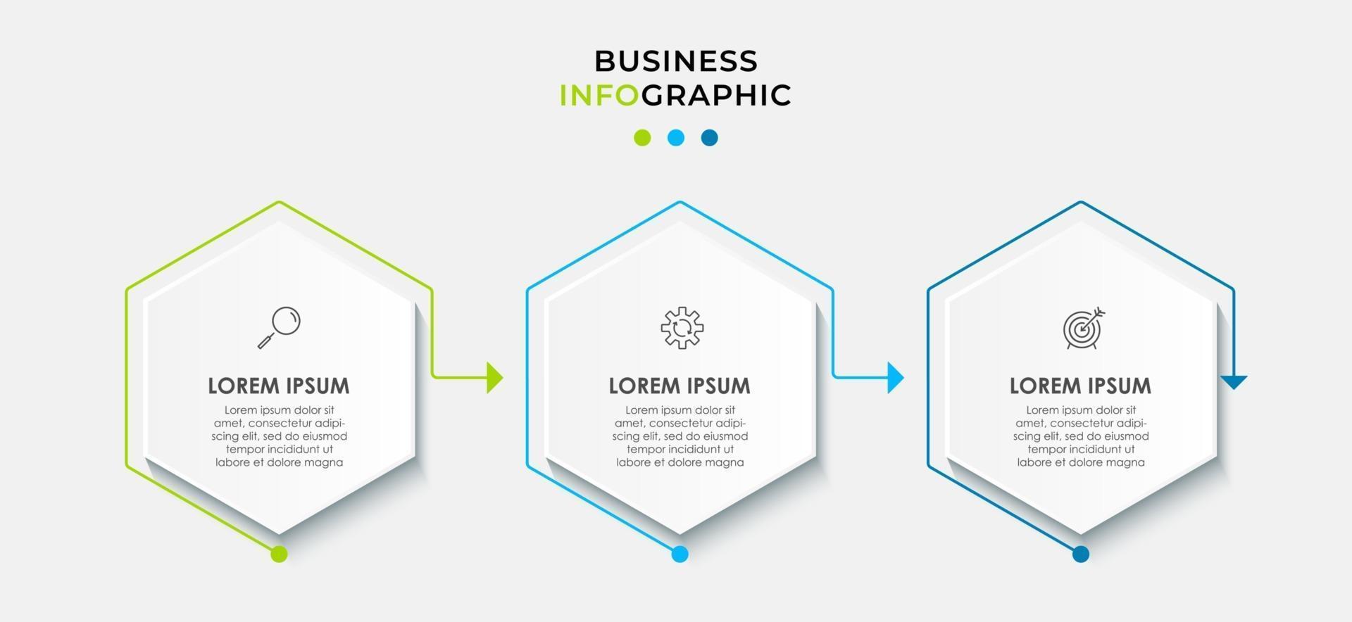 Vector Infographic design business template with icons and 3 options or steps Can be used for process diagram presentations workflow layout banner