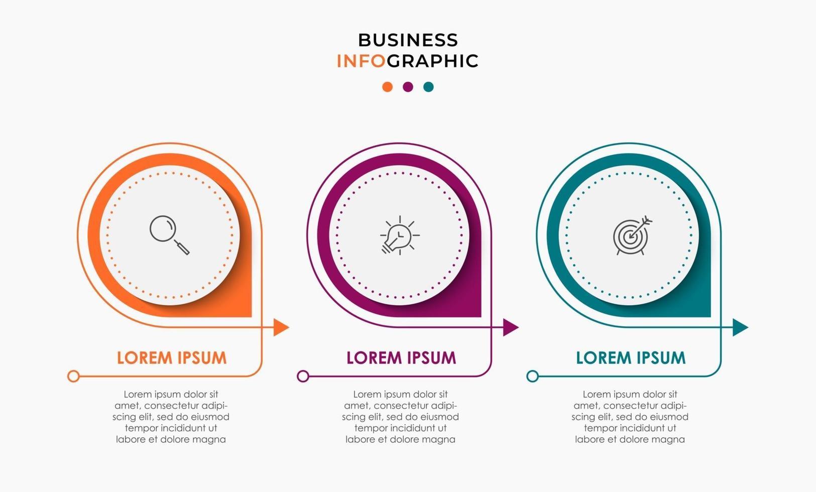 Vector Infographic design business template with icons and 3 options or steps Can be used for process diagram presentations workflow layout banner