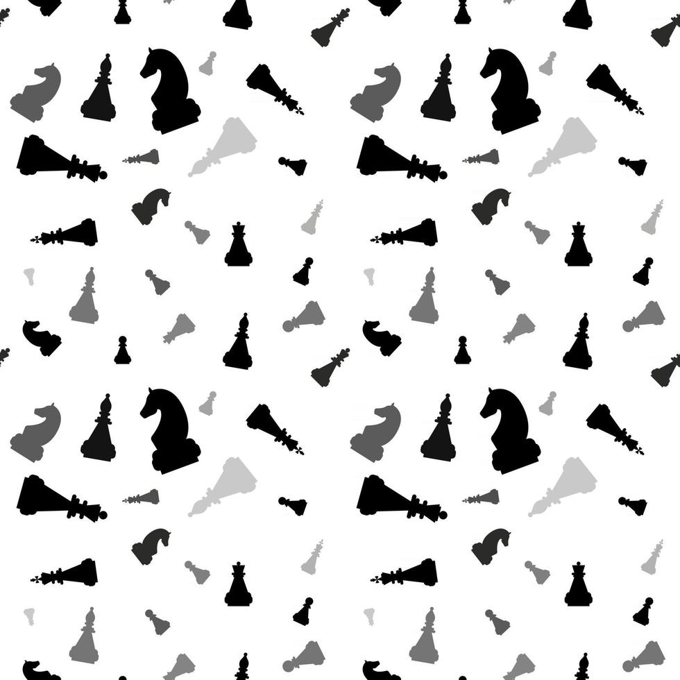 Seamless background with chess pieces in different shades of gray and black vector