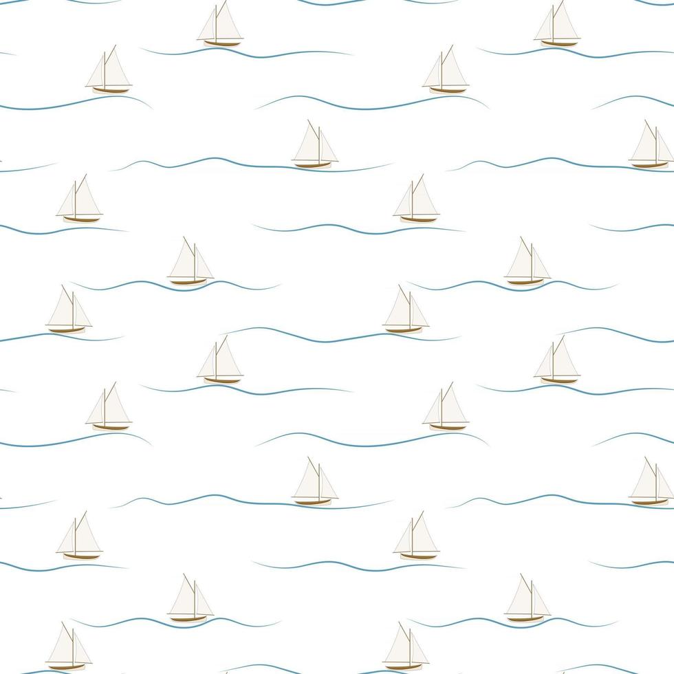 Seamless background with cute colored ships A repeating vector