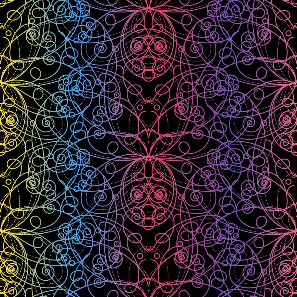 Colorful seamless pattern lotus flower outline vector