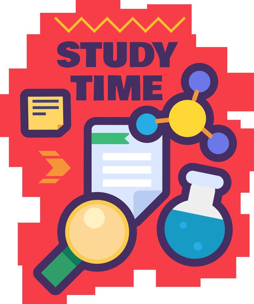 Study time sticker for back to school concept vector